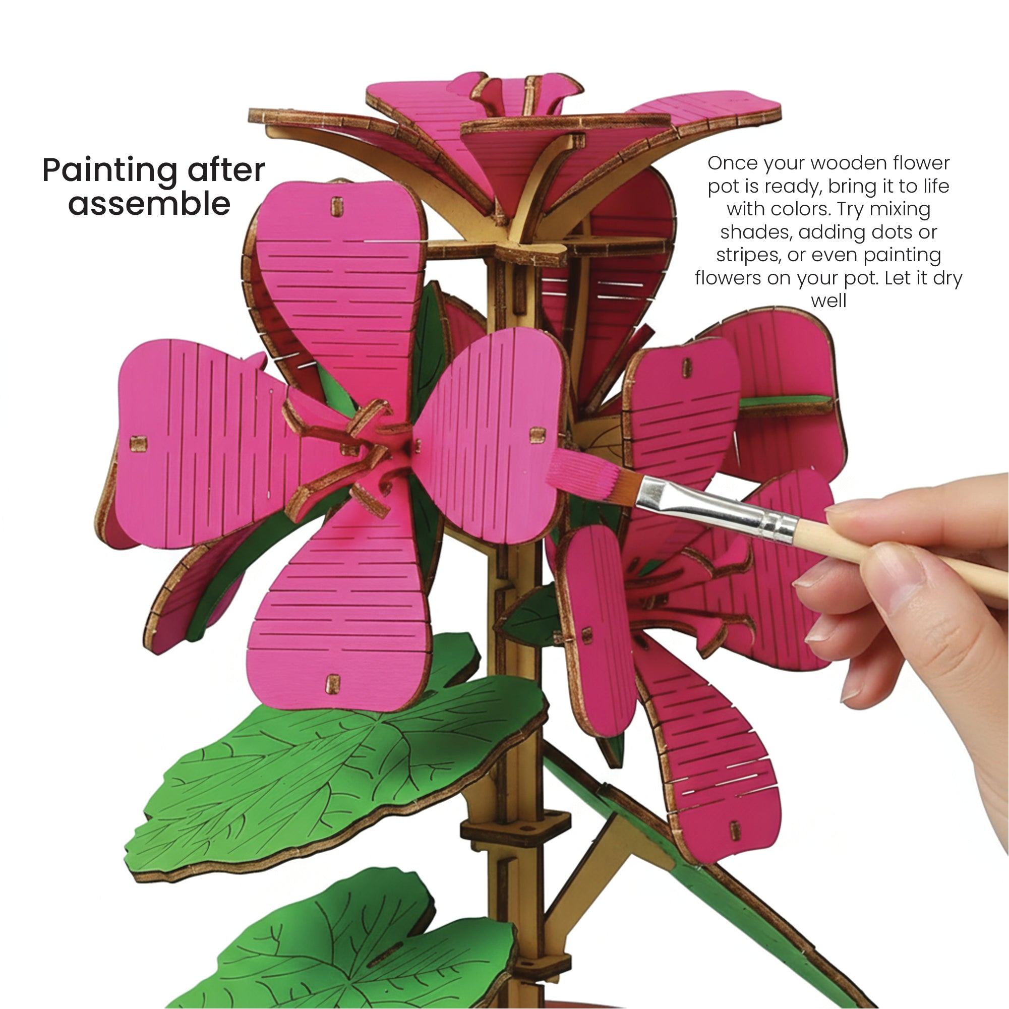 DIY Wooden Flower 3D Wooden Puzzle : Geranium