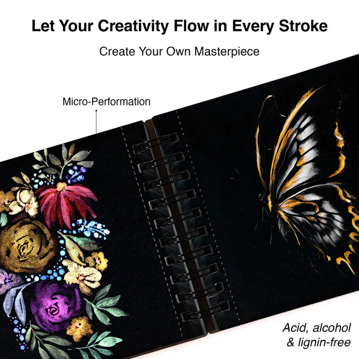 Mini Travel Sketch Book – Van Gogh Wooden Cover Edition (Black Pages) Set Of 4