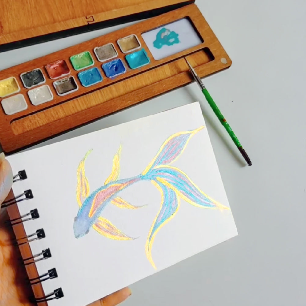 The Crafthives Metallic Watercolor 12 Shades with Brush - The Crafthives