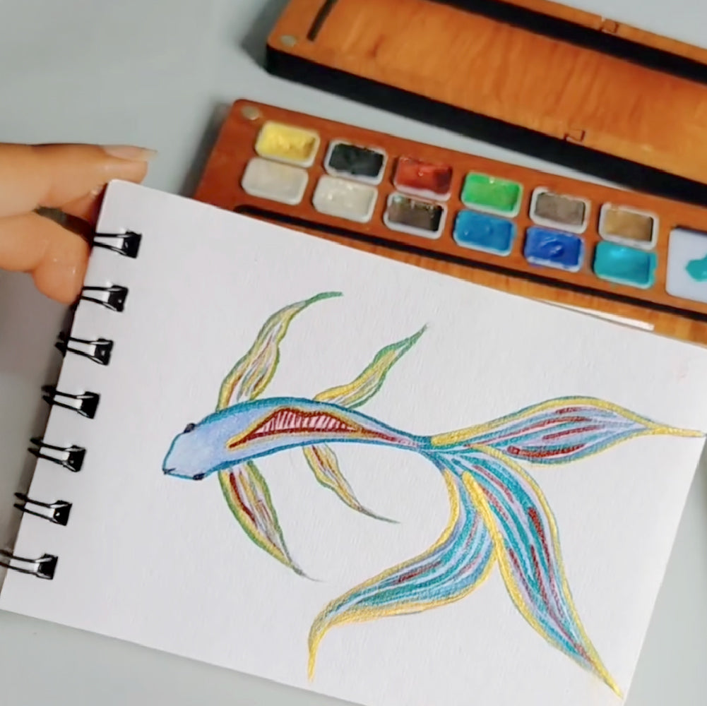 The Crafthives Metallic Watercolor 12 Shades with Brush - The Crafthives