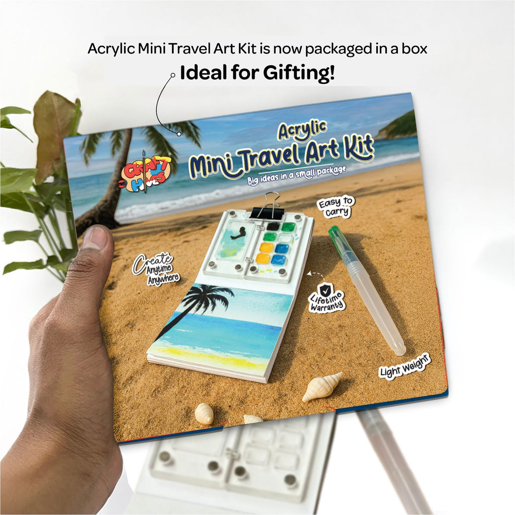 The Crafthives Mini Travel Art Kit- Acrylic (Water Colors Shades of 6) - The Crafthives