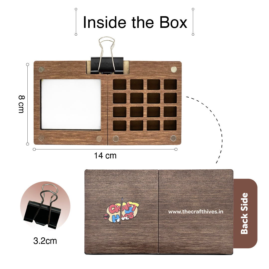 The Crafthives Mini Portable Wooden Color Palette - The Crafthives