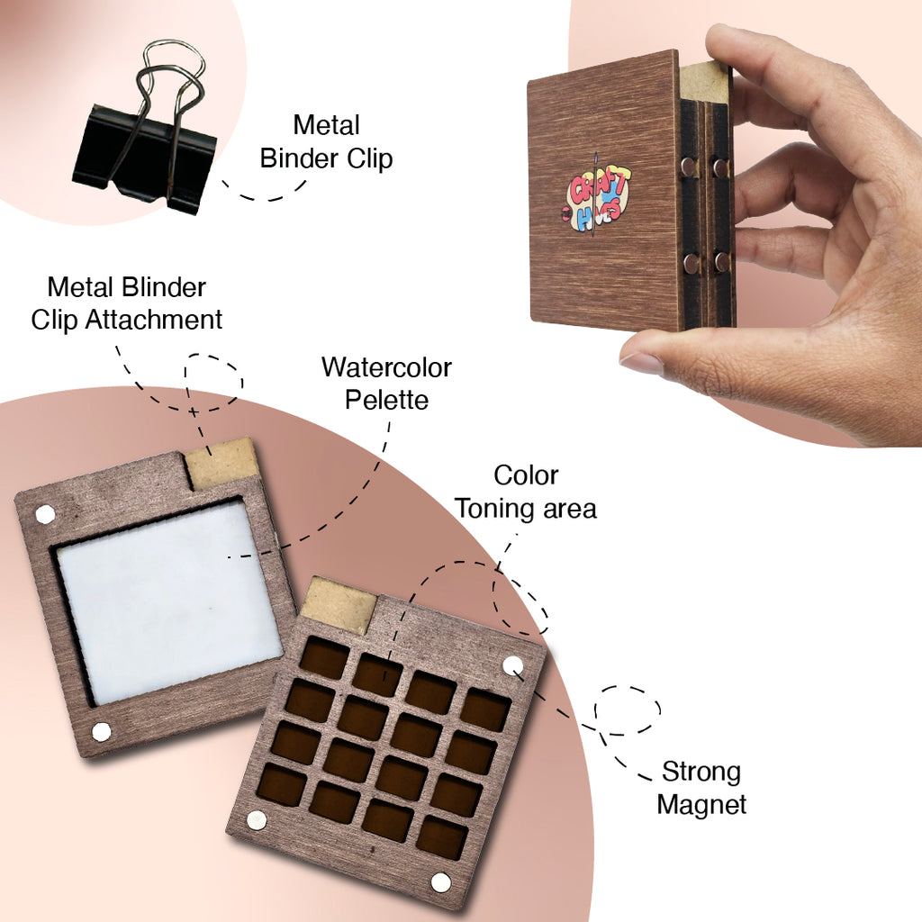 The Crafthives Mini Portable Wooden Color Palette - The Crafthives
