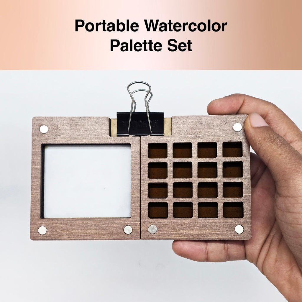 The Crafthives Mini Portable Wooden Color Palette - The Crafthives