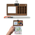 The Crafthives Mini Portable Wooden Travel Art Palette with brush - The Crafthives