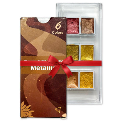 Metallic Shimmer Watercolor Set – 6 Solid Pans | Professional & Shimmering Colors