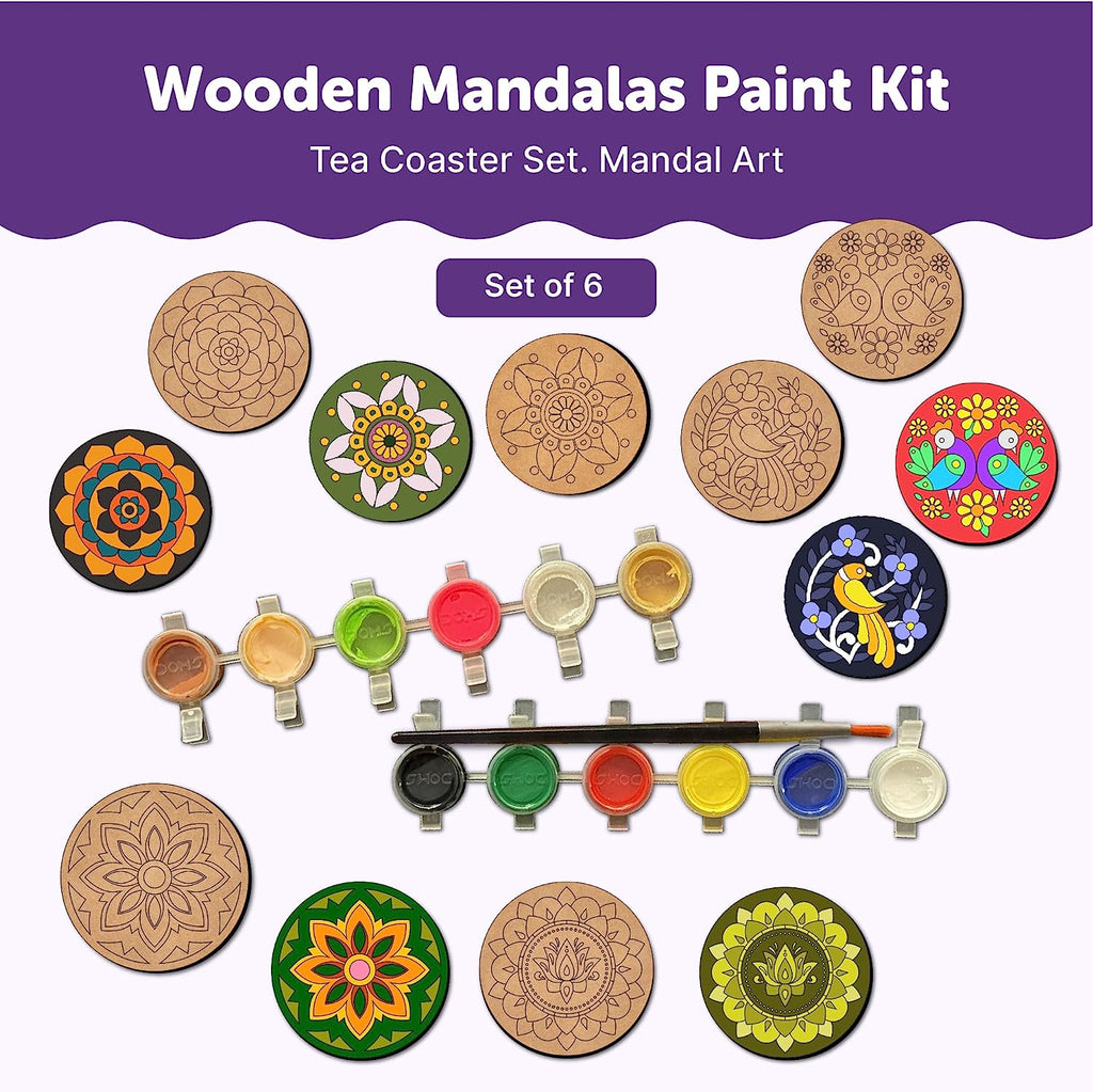 Mandala Tea Coasters Art and Craft Kit 6+ Years- Beginner - The Crafthives