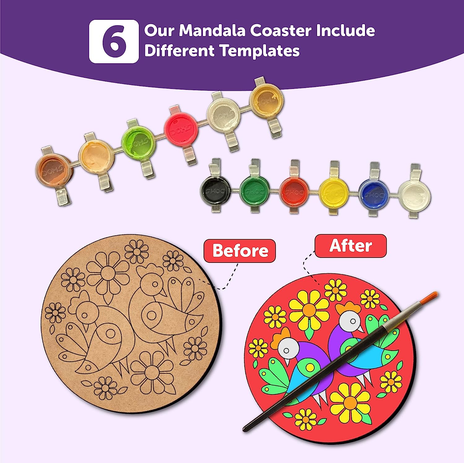 Mandala Tea Coasters Art and Craft Kit 6+ Years- Beginner - The Crafthives