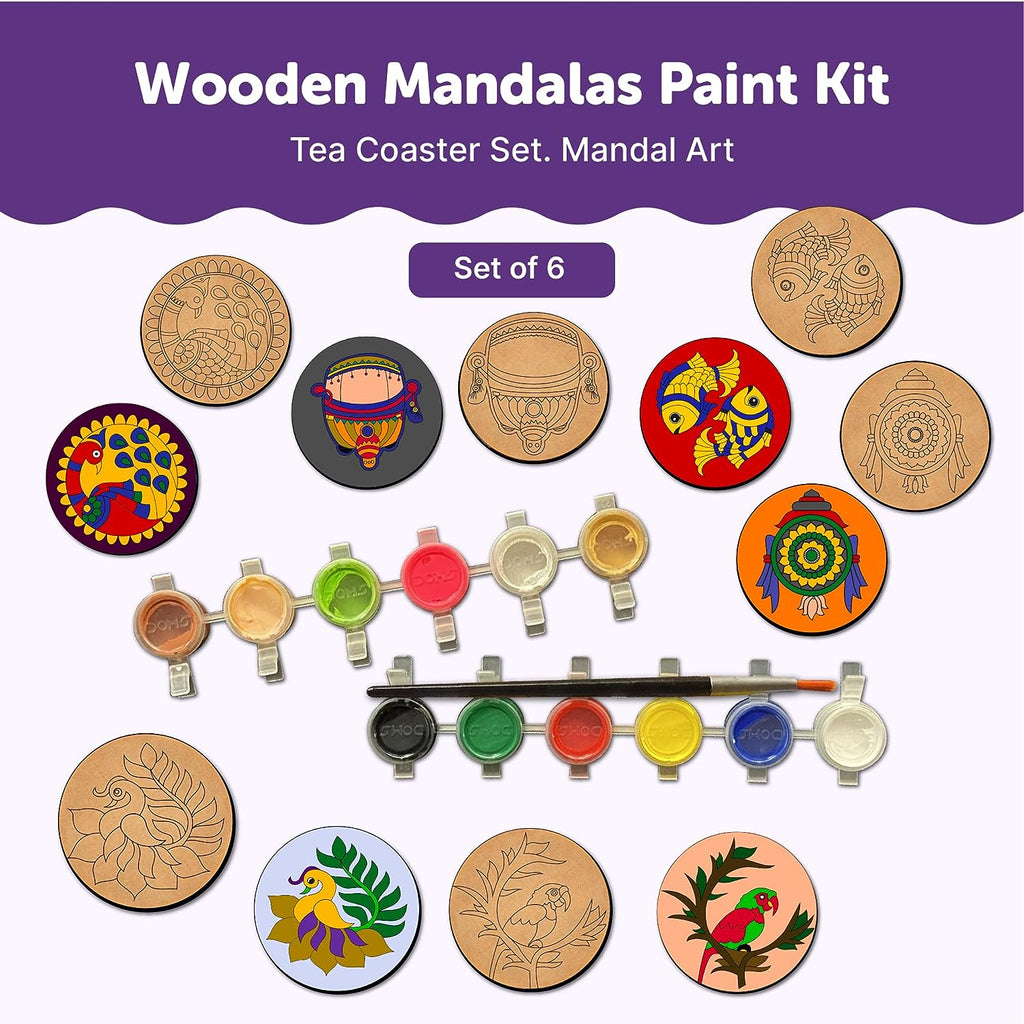 Mandala Tea Coasters Art and Craft Kit for 6+ Years- Beginner - The Crafthives