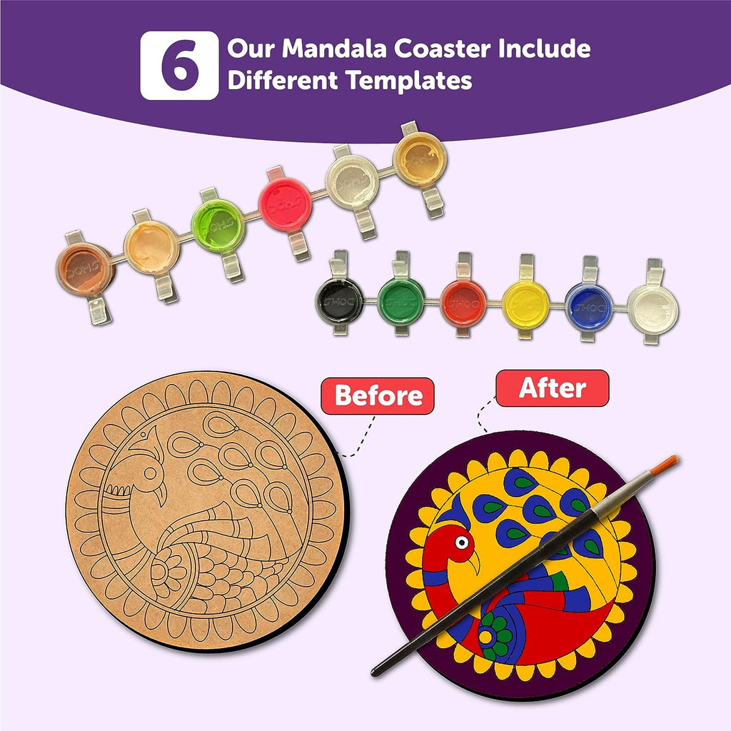 Mandala Tea Coasters Art and Craft Kit for 6+ Years- Beginner - The Crafthives