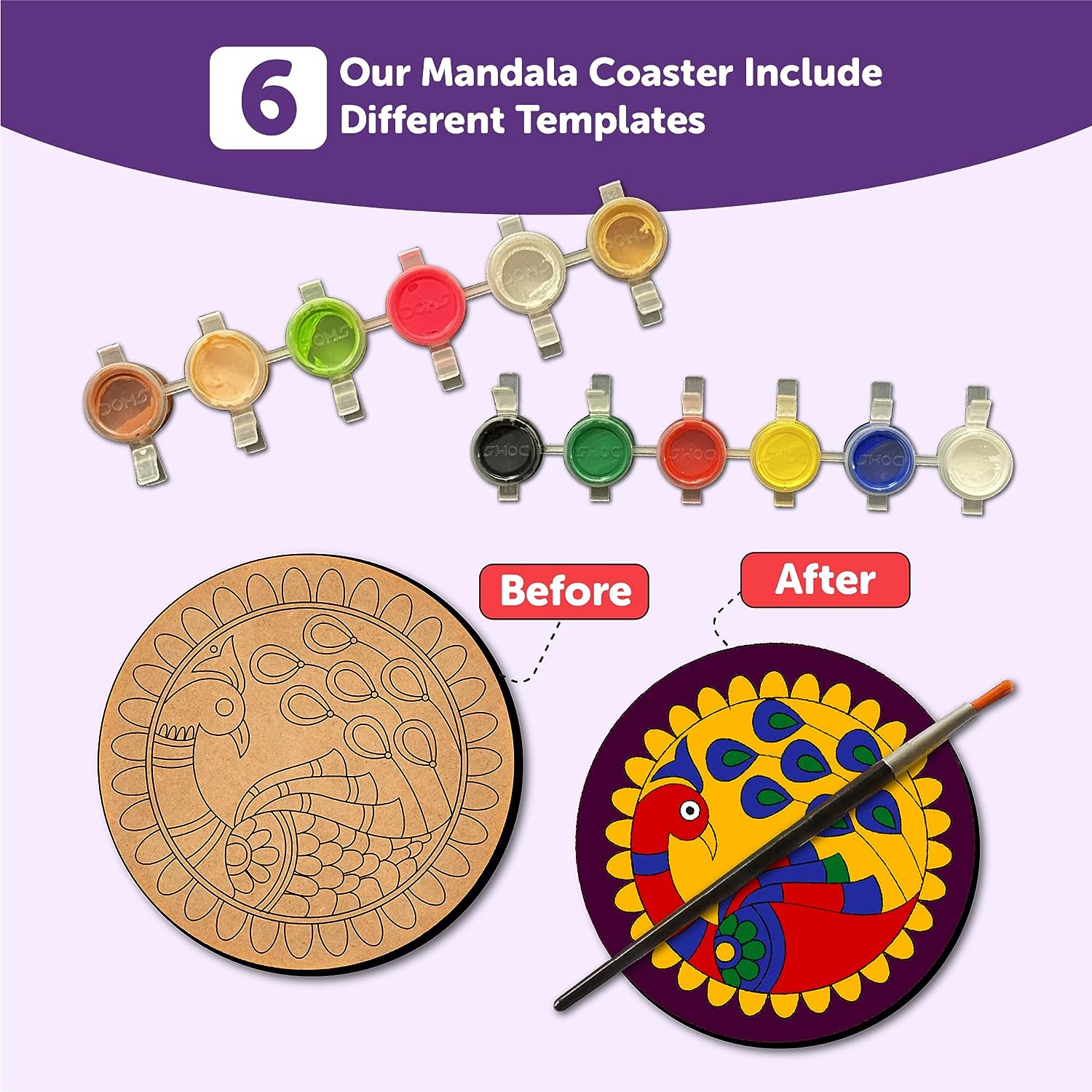 Mandala Tea Coasters Art and Craft Kit for 6+ Years- Beginner - The Crafthives