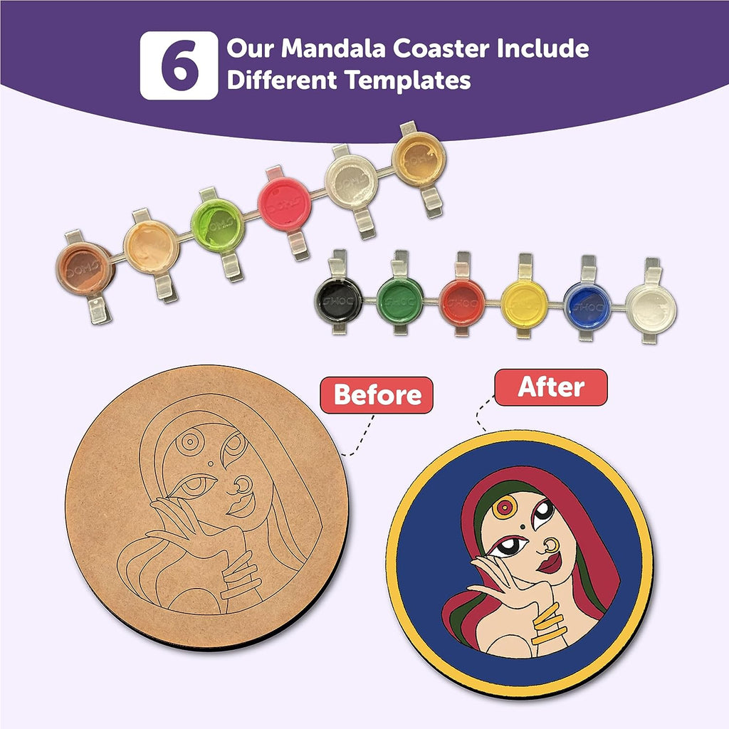 Mandala Tea Coasters Art and Craft Kit 6+ Years- Beginner - The Crafthives