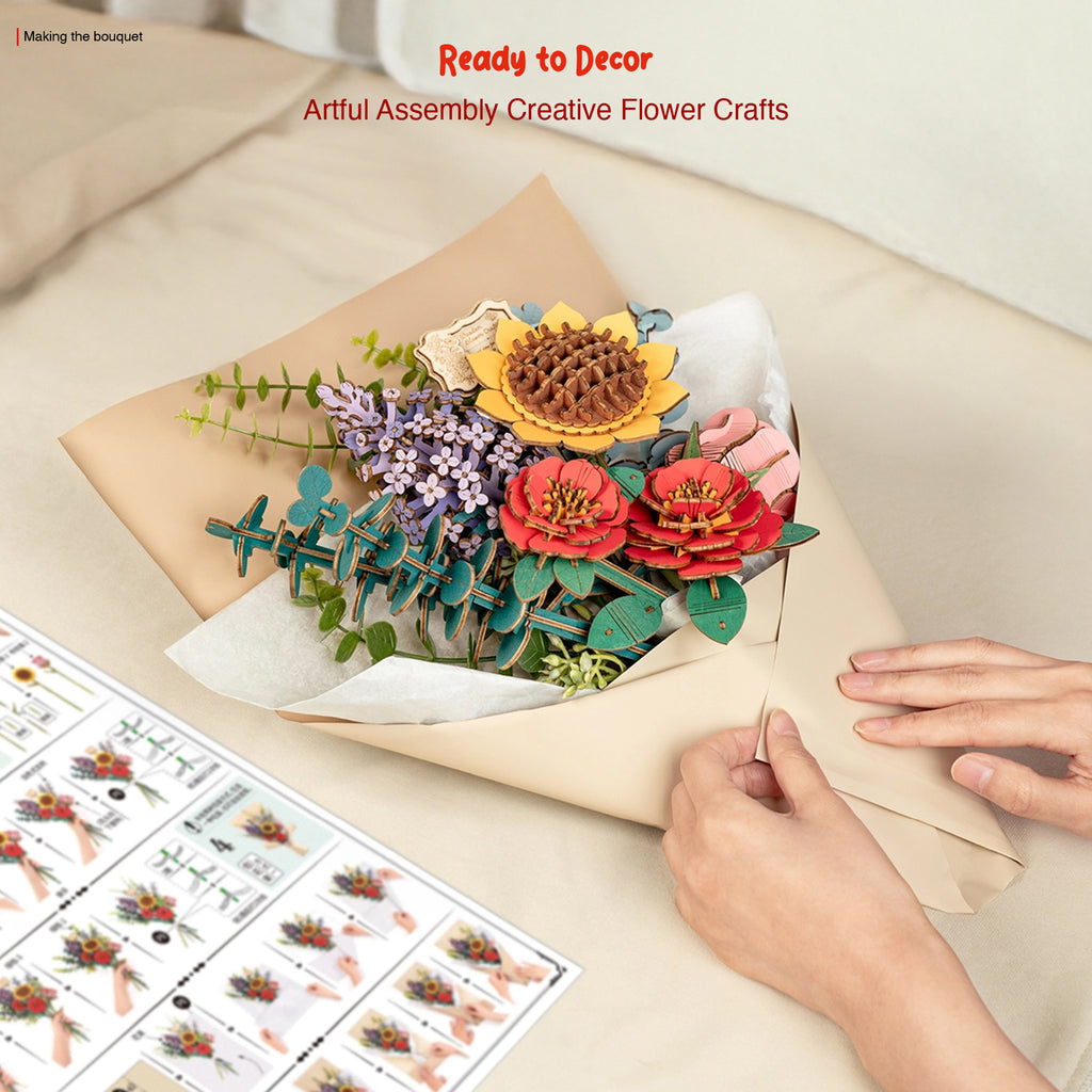 DIY Wooden Flower Bouquet 3D Wooden Puzzle