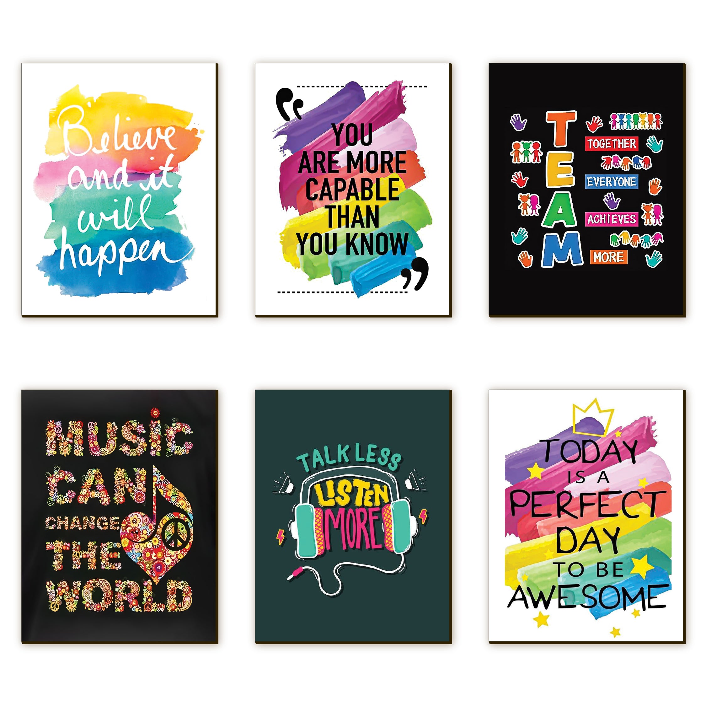 Inspirational Quote Wooden Fridge Magnets – Set of 6