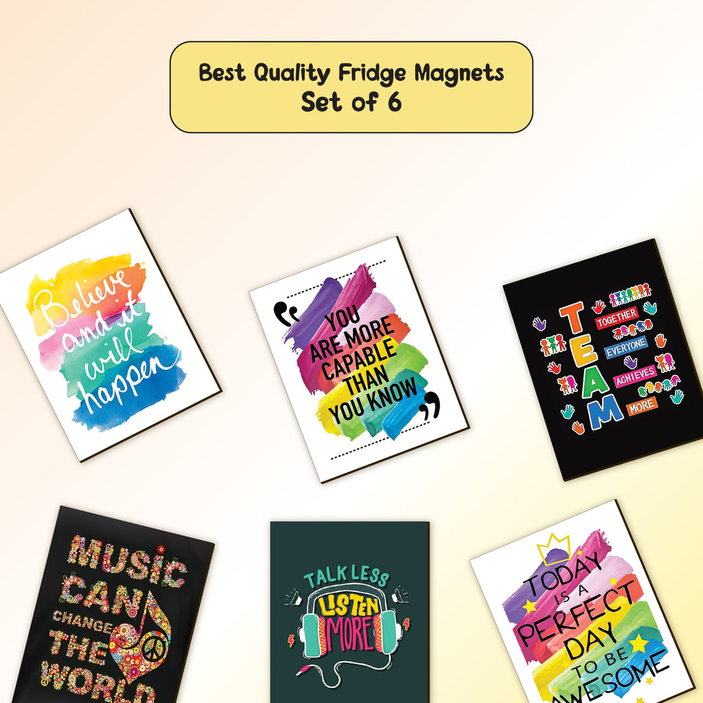 Inspirational Quote Wooden Fridge Magnets – Set of 6