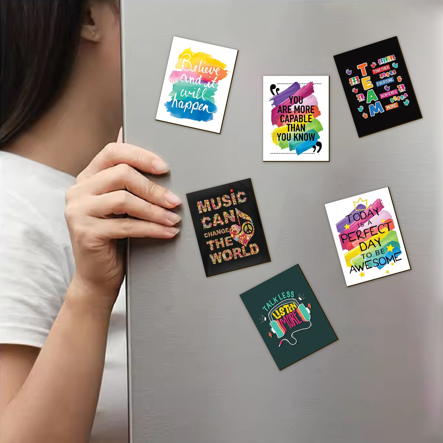 Inspirational Quote Wooden Fridge Magnets – Set of 6