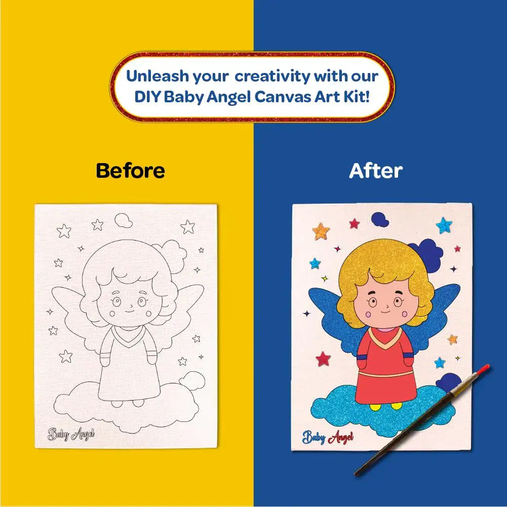 Colour Me Baby Princess DIY Canvas Art Kit 8 x 6 Inch with Wooden Easel 6+ Kids - The Crafthives