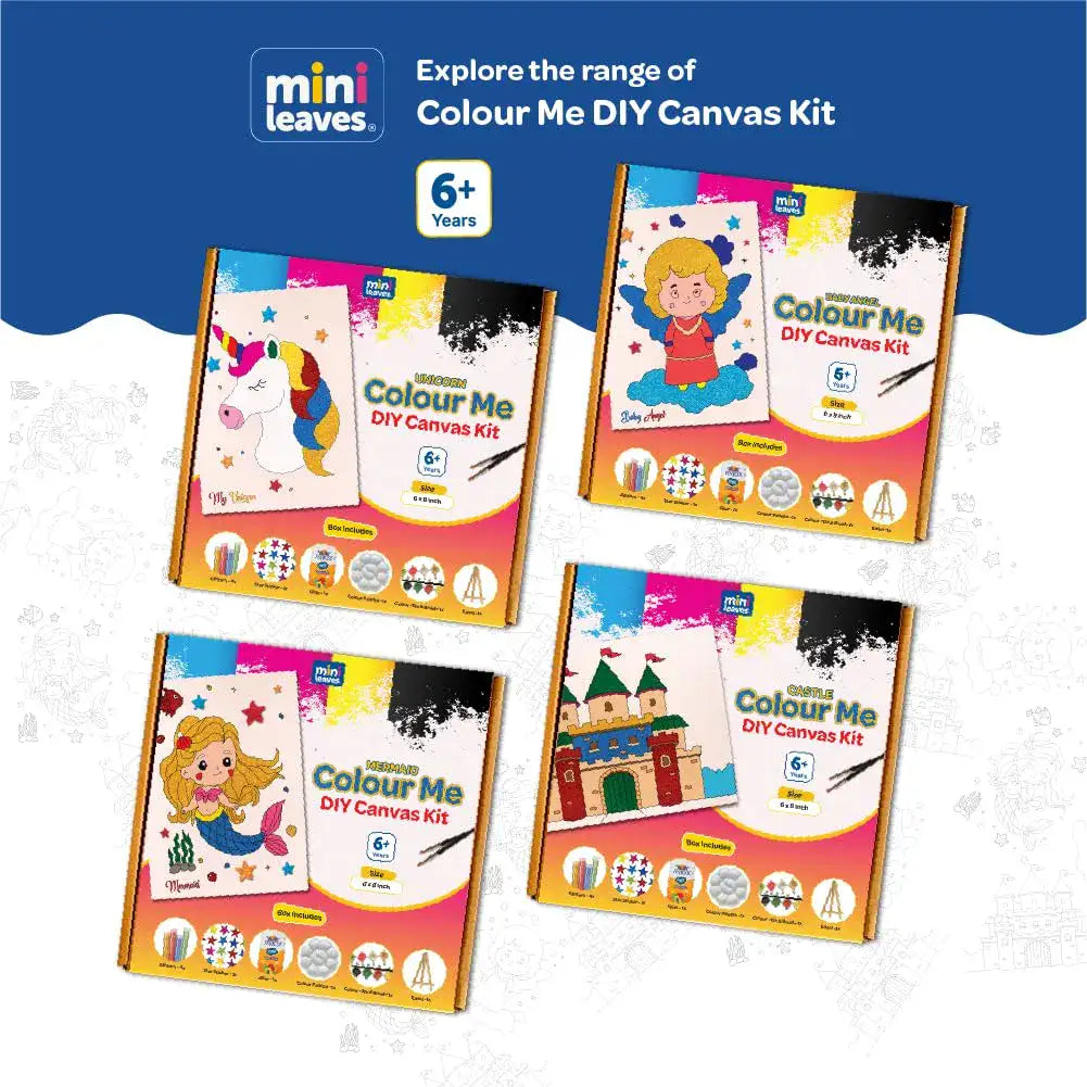 Colour Me Baby Princess DIY Canvas Art Kit 8 x 6 Inch with Wooden Easel 6+ Kids - The Crafthives