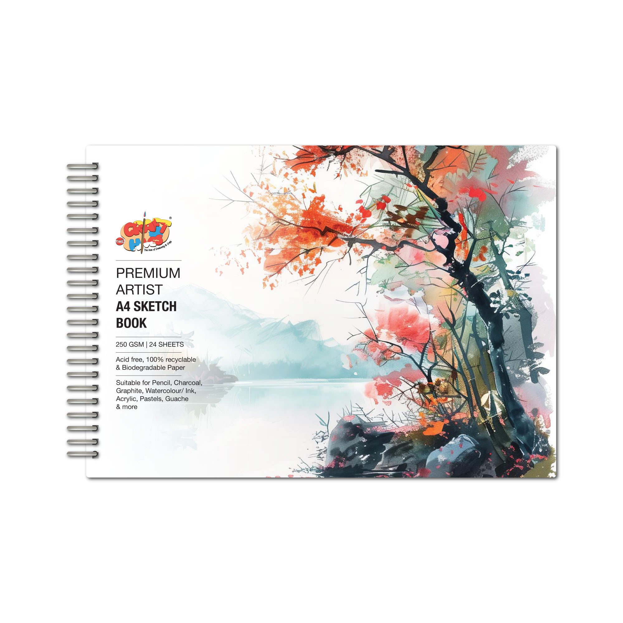 Artist Sketch Book – A4 Landscape (Tree) | 250 GSM Premium Paper - The Crafthives