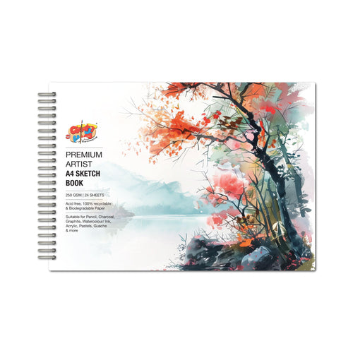 Artist Sketch Book – A4 Landscape (Tree) | 250 GSM Premium Paper - The Crafthives