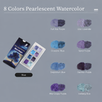 The Crafthives Shimmer Watercolor Set – Blue & Purple Magic (8 Pearlescent Metallic Shades)