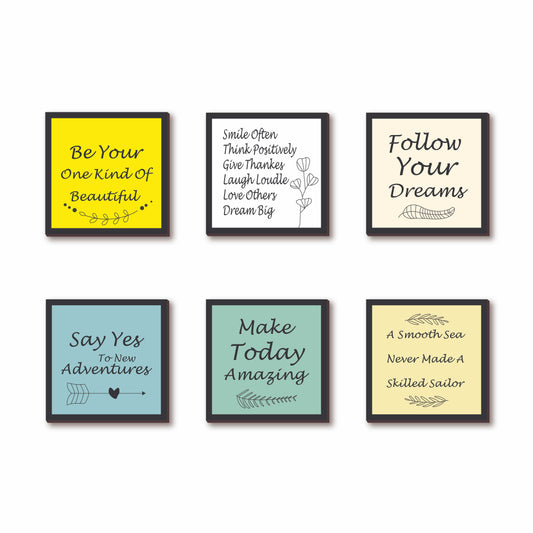 Positive Quotes Collection Motivational Fridge Magnet Set – Pack of 6