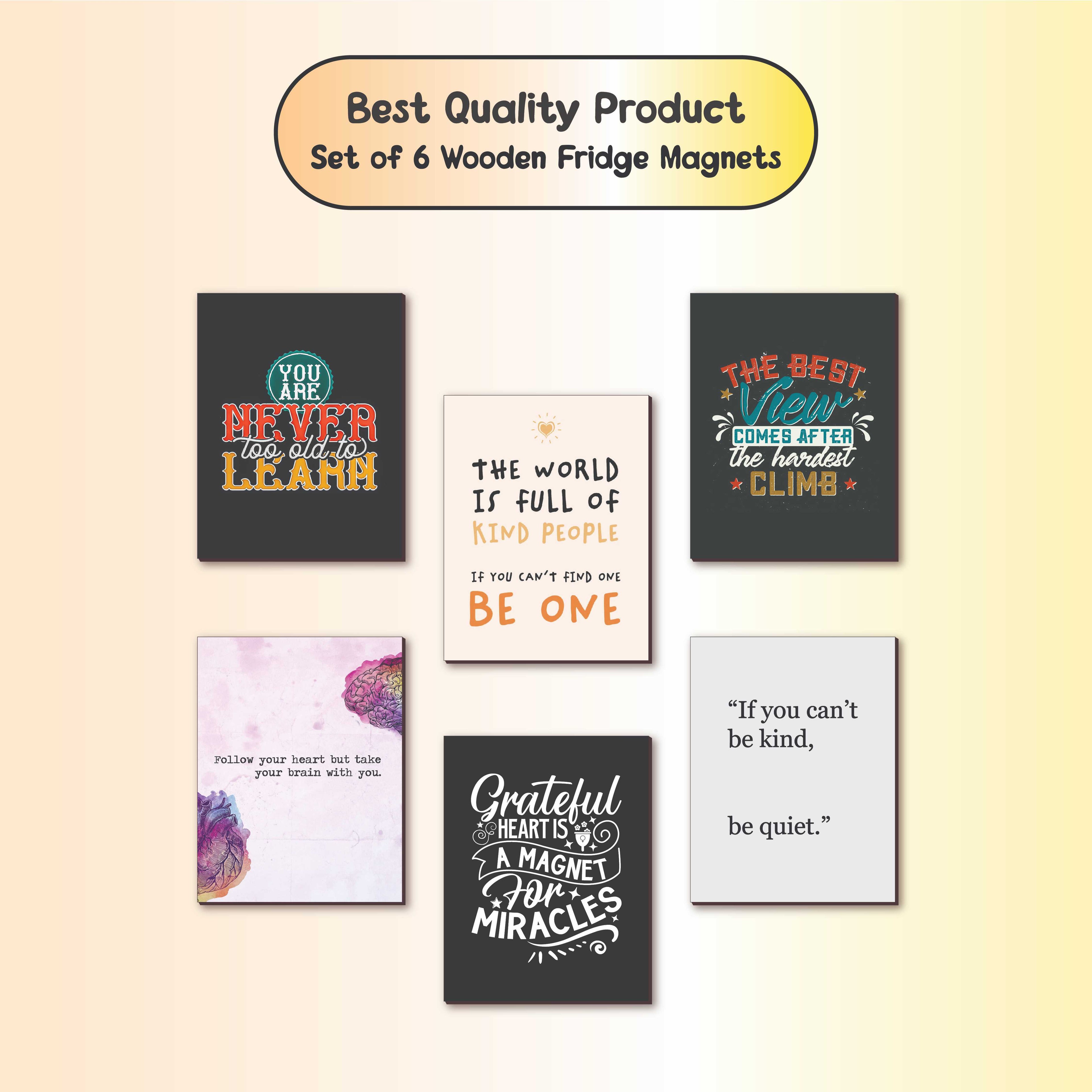 Motivational Quote Wooden Fridge Magnets – Set of 6