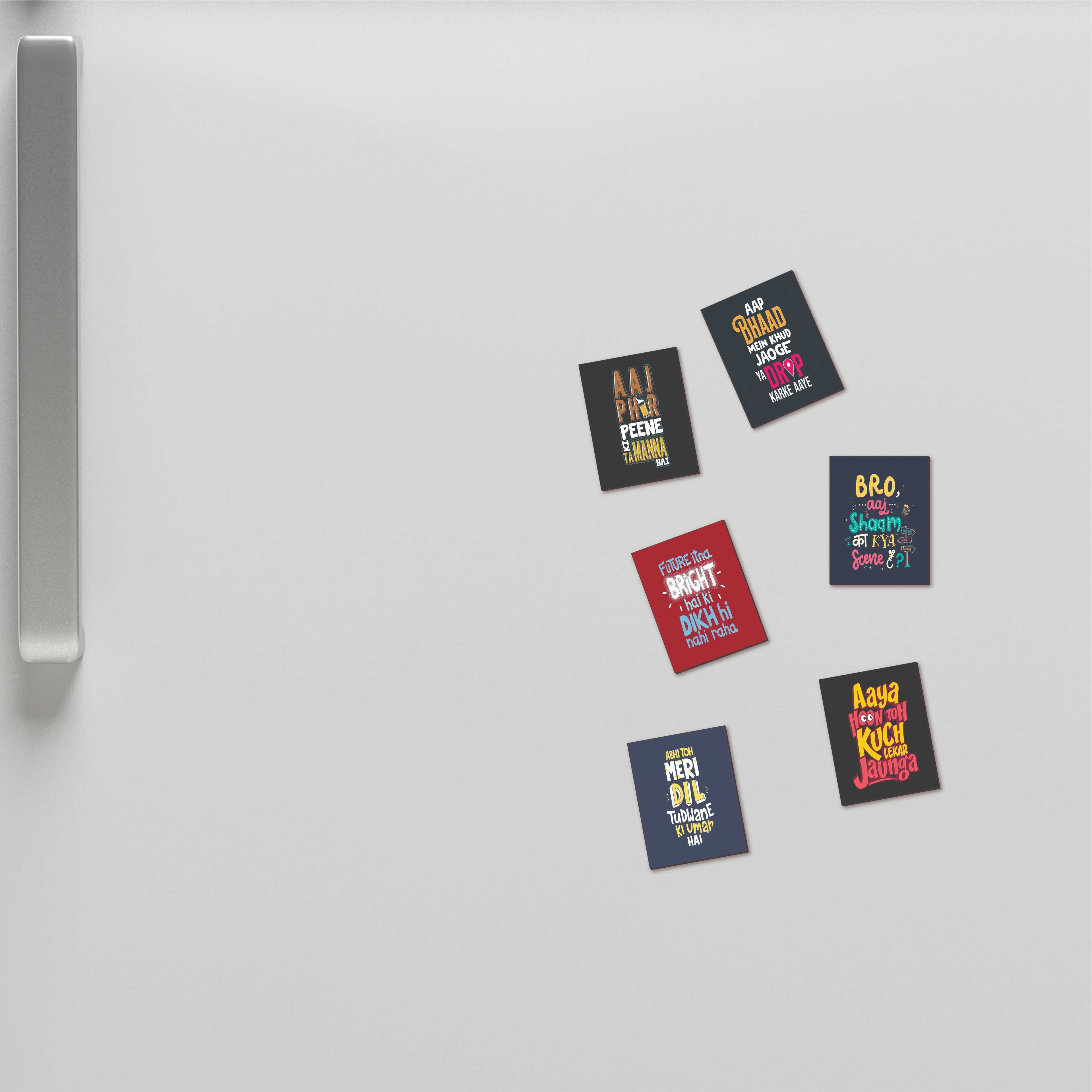 Desi Quote Wooden UV Fridge Magnet Set of 6