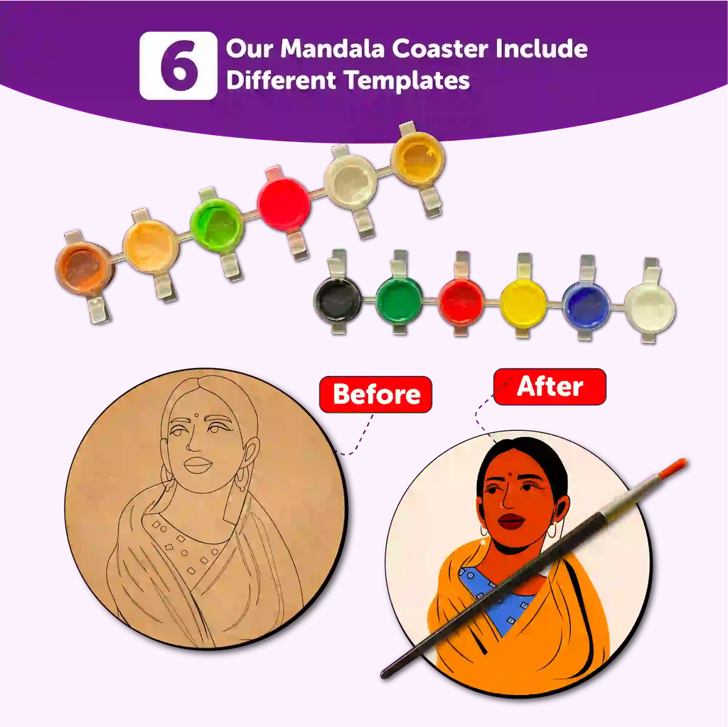 Mandala Tea Coasters Art and Craft Kit 6+ Years- Beginner - The Crafthives