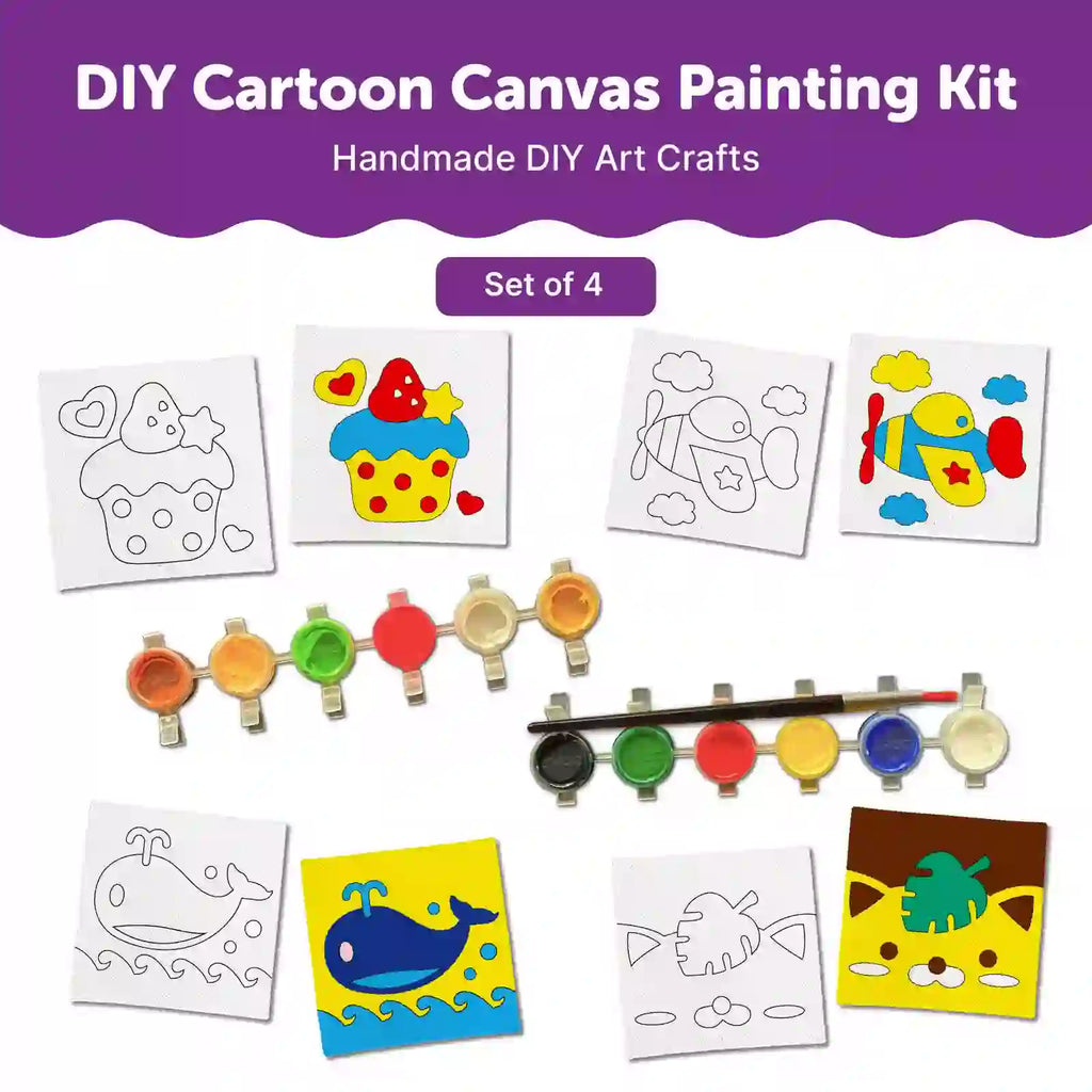 Canvas Craft Art Paint Kit for Beginner 6+ Years - Set of 4 - The Crafthives