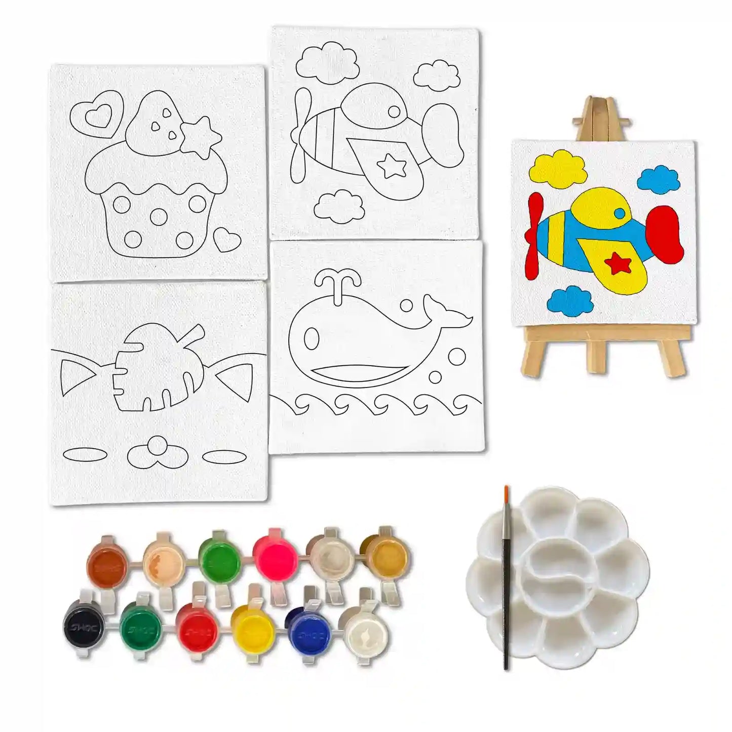Canvas Craft Art Paint Kit for Beginner 6+ Years - Set of 4