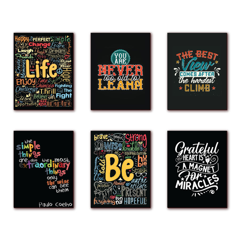 Inspirational Wooden Fridge Magnets – Set of 6 Motivational Quote Designs