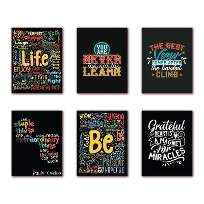 Inspirational Wooden Fridge Magnets – Set of 6 Motivational Quote Designs