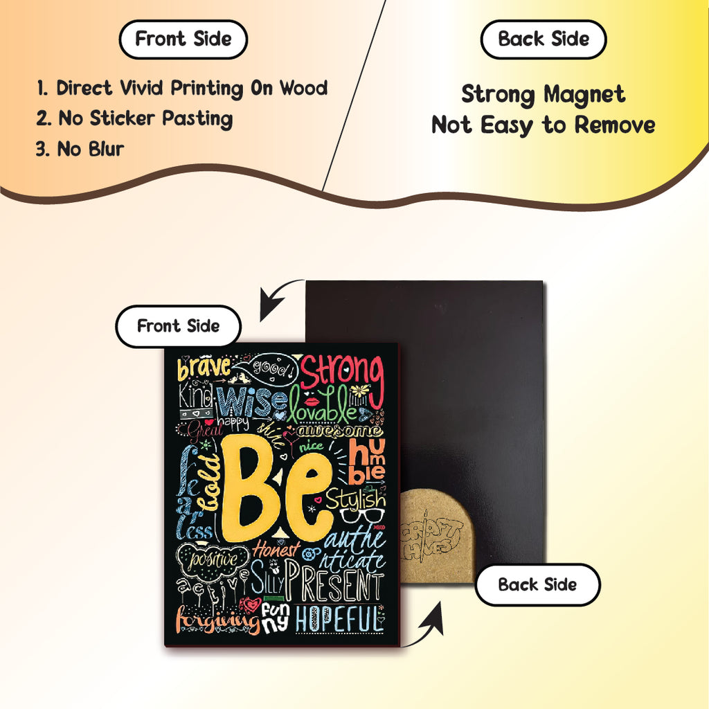 Inspirational Wooden Fridge Magnets – Set of 6 Motivational Quote Designs