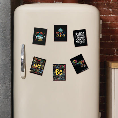 Inspirational Wooden Fridge Magnets – Set of 6 Motivational Quote Designs