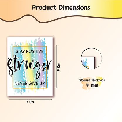 Motivational Wooden Fridge Magnets – Set of 6 | Positive Quotes & Colorful Designs | Home & Office Decor