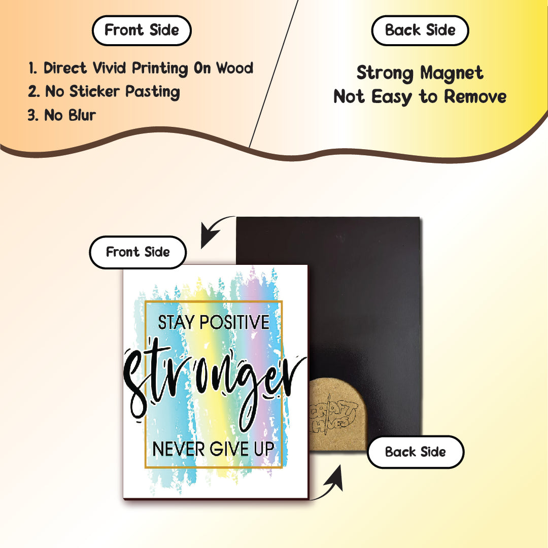 Motivational Wooden Fridge Magnets – Set of 6 | Positive Quotes & Colorful Designs | Home & Office Decor