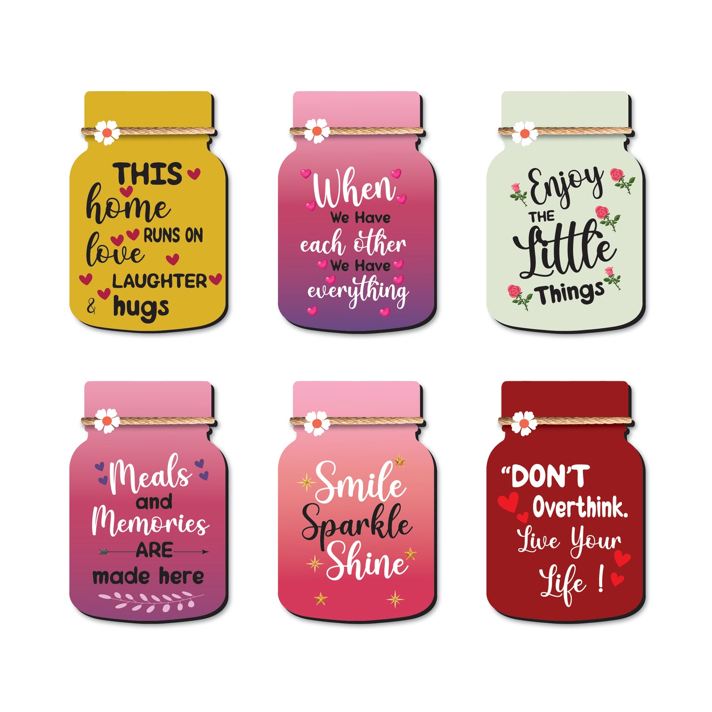 Jar Fridge Magnets – Set of 6 Motivational Wooden Magnets