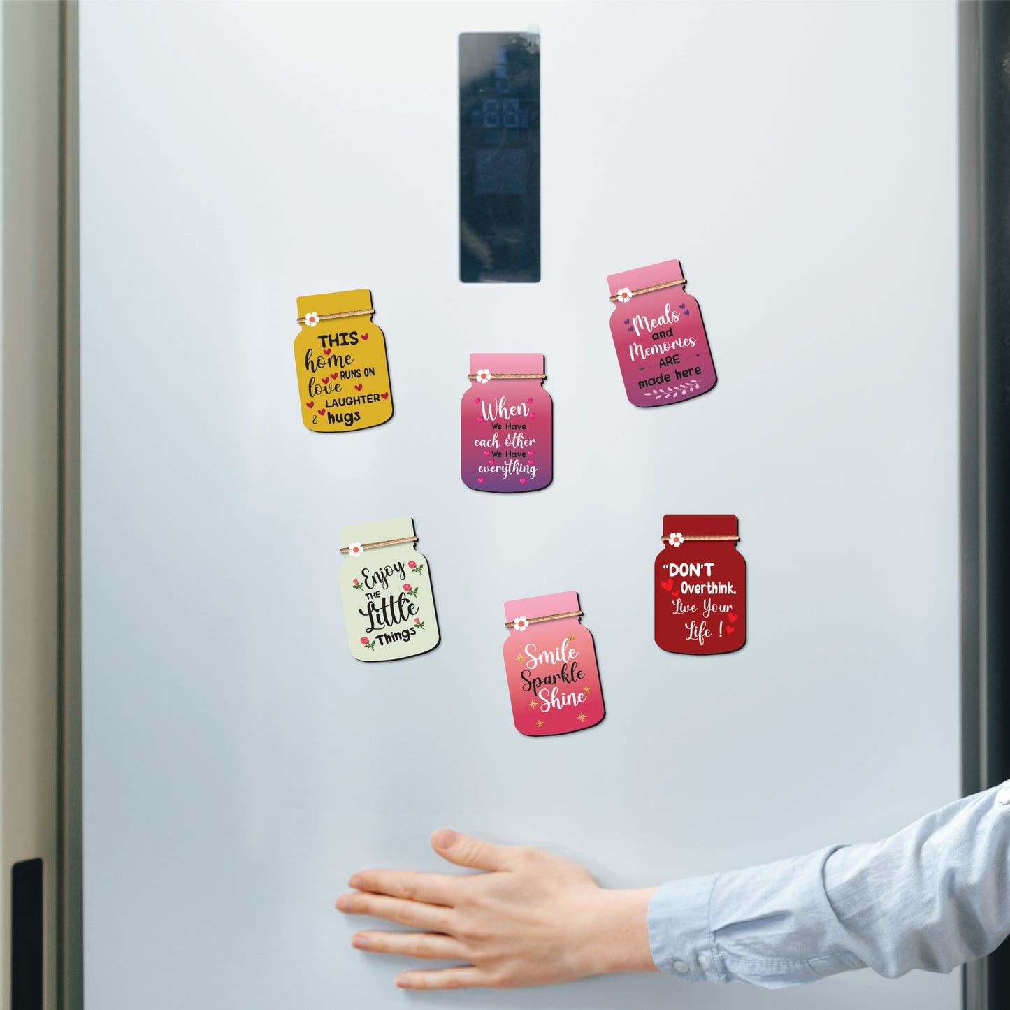 Jar Fridge Magnets – Set of 6 Motivational Wooden Magnets