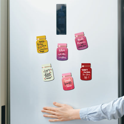 Jar Fridge Magnets – Set of 6 Motivational Wooden Magnets